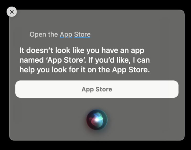 "Nevypadá to, že máte aplikaci s názvem App Store. Pokud chcete, můžu vám pomoci ji najít na App Store."