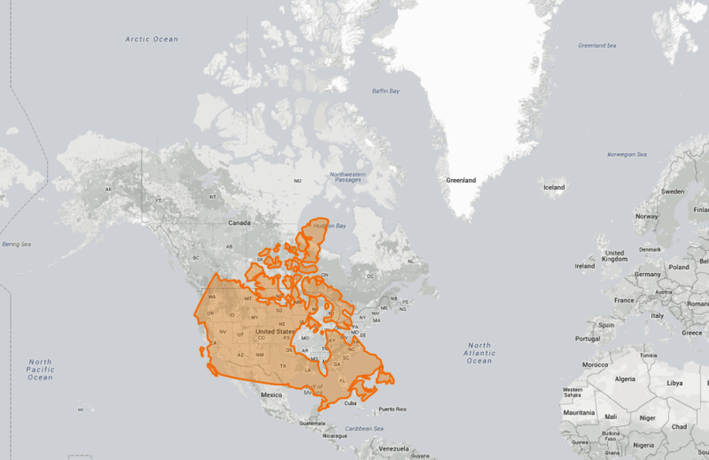 Když Kanadu přesunete na jih, zjistíte, že není o tolik větší než USA