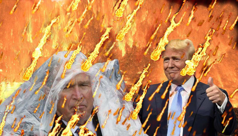 Prezident Bush bojuje s pláštěnkou - photoshopová bitva 10