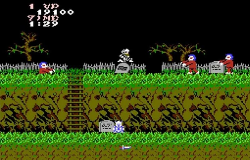 3) Ghost 'N Goblins (1985) | Vývojáři z Capcomu musí být sadisti, protože u hraní téhle hry přinutili hráče řvát bolestí. Hrdina se nemůže pořádně bránit, zbraně jsou k ničemu a všechno je jedna velká past. Prdět na princeznu!