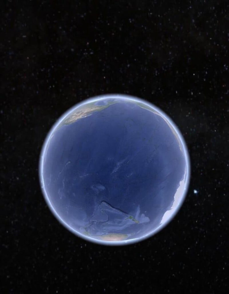 Pohled na planetu Zemi s vycentrovaným Pacifikem