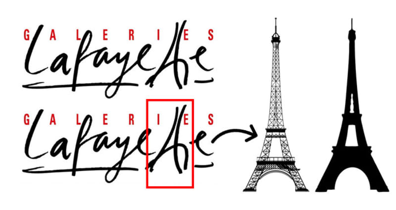 Dvojité písmeno T v logu francouzského obchodního řetězce odkazuje k pařížské Eiffelovce.