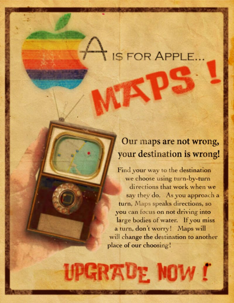 Apple mapy - Naše mapy nejsou špatné, váš cíl je špatný.