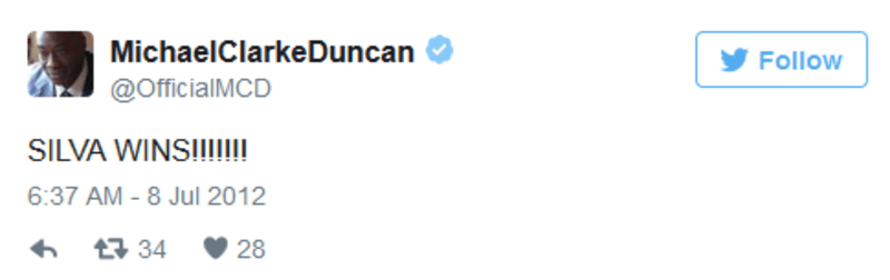 Herec Michael Clarke Duncan byl ve svém posledním tweetu jen šťastným fanouškem, jako každý obyčejný člověk
