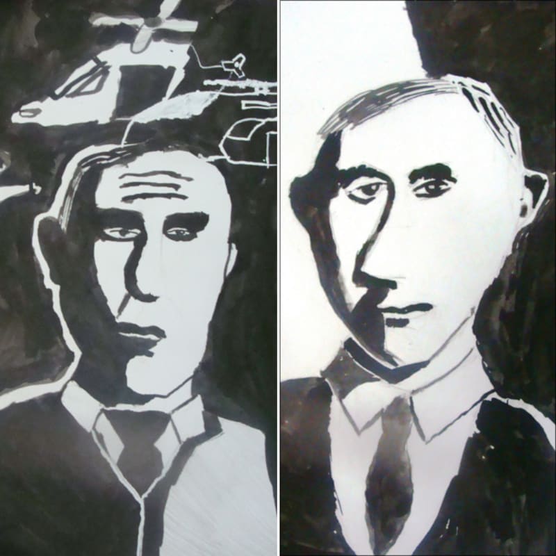 Obrázky ruských dětí malujících svého vůdce Putina 10