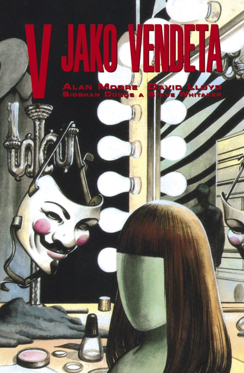 V jako Vendeta (1988-1989) od Alana Moorea – Postapokalyptické drama, ve kterém se tajemný revolucionář V pokouší svrhnout britskou vládu.