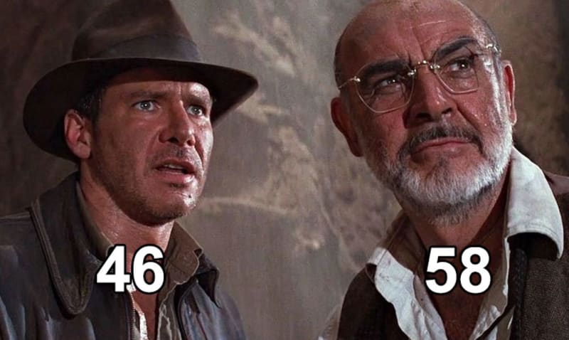 Sean Connery hrál ve filmu Indiana Jones a Poslední křížová výprava otce Harrisona Forda. Jejich věkový rozdíl je přitom jen 12 let.