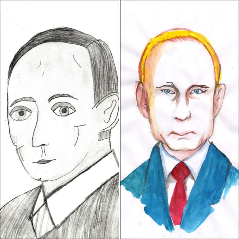 Obrázky ruských dětí malujících svého vůdce Putina 8