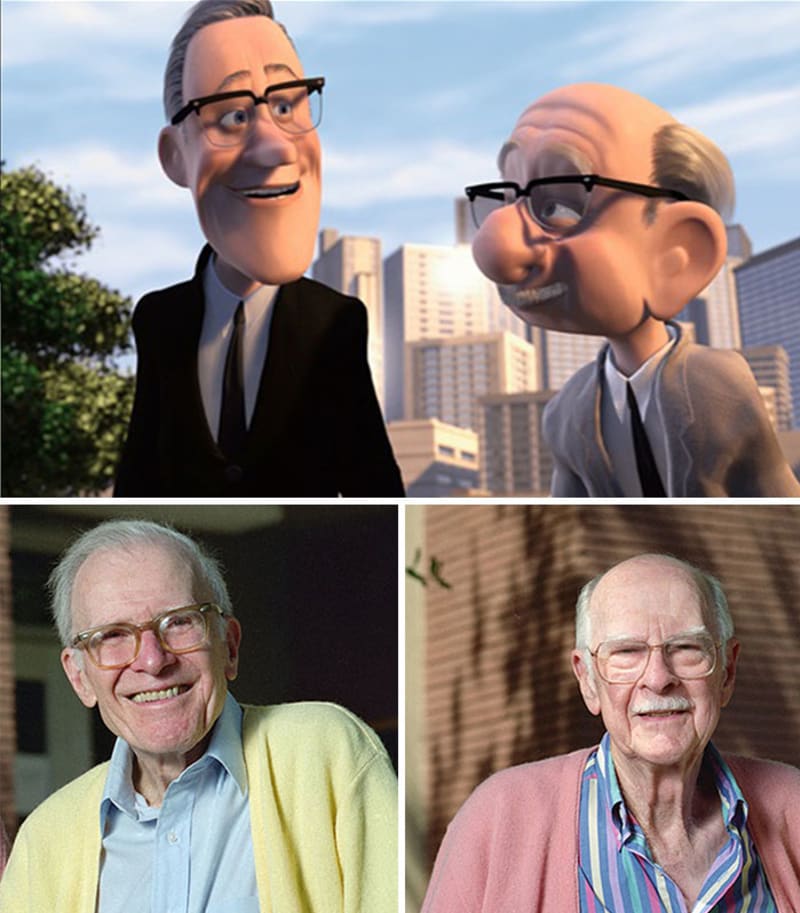 Úžasňákovi (2004) - ve filmu se objeví podoba dvou animátorských legend studia Disney. Frank Thomas a Ollie Johnston pracovali třeba na přelomové Sněhurce z roku 1937
