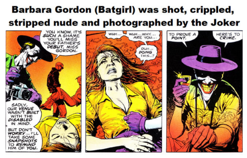 Postřelil Barbaru Gordon aka Batgirl tak, aby ochrnula, následně ji svlékl a vyfotil.