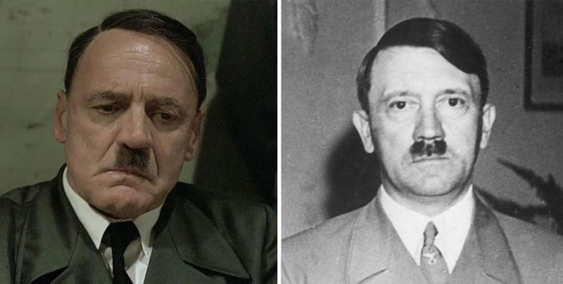 Bruno Ganz jako Adolf Hitler ve filmu Pád Třetí říše (2004)