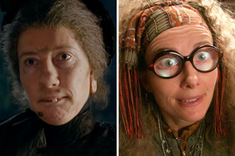 Nanny McPhee z filmu Kouzelná chůva Nanny McPhee a prof. Sybilla Trelawneyová z Harryho Pottera