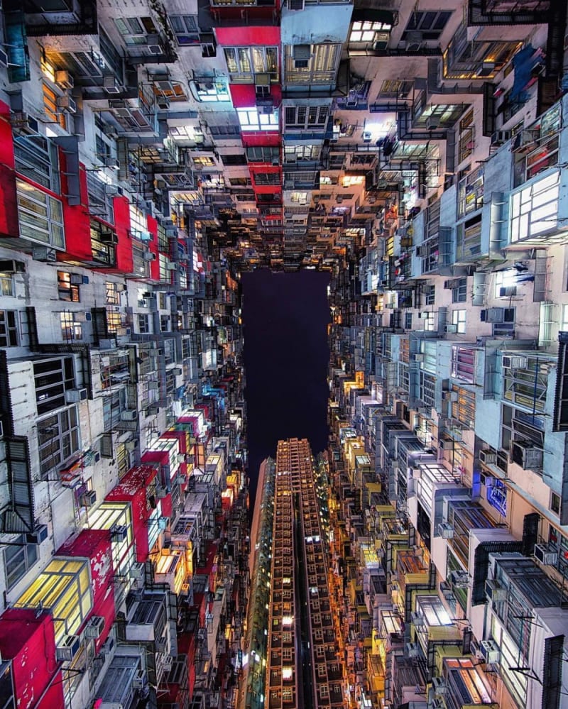 Pohled k nebesům v Hong Kongu