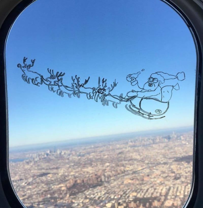 Vtipné kresby na okénku letadla 2
