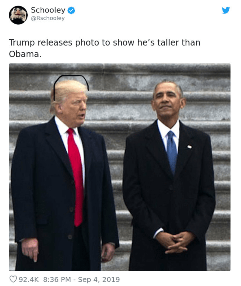 Trump vydal fotku, která ukazuje, že je vyšší než Obama