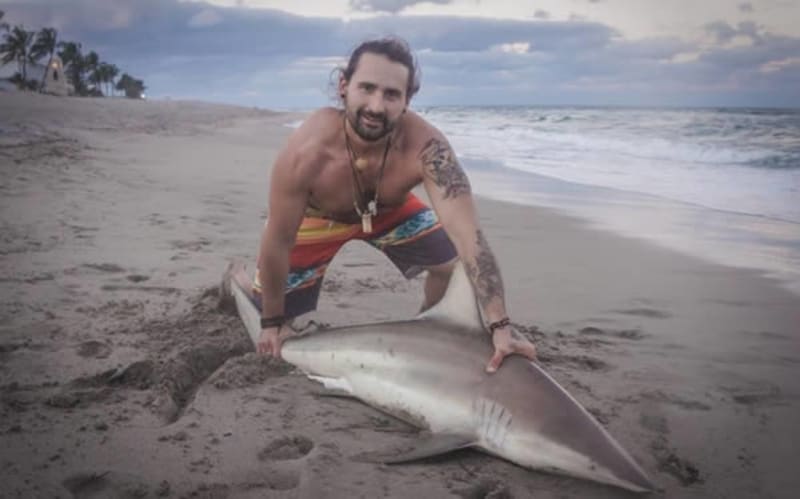 Surfař vytáhl žraloka z mělké vody na břeh, aby s ním mohl zapózovat. Přestože se ho pak několik lidí snažilo zachránit, nejevil po návratu do moře známky života... (únor 2016, Palm Beach, USA)