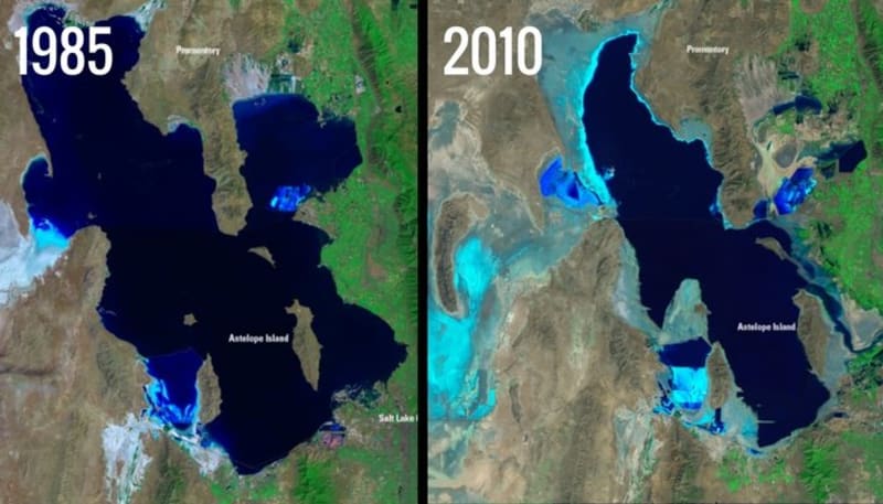 Velké Solné Jezero, USA - taky americké vnitrozemí je čím dál vyprahlejší v důsledku nižších a nahodilejších srážek