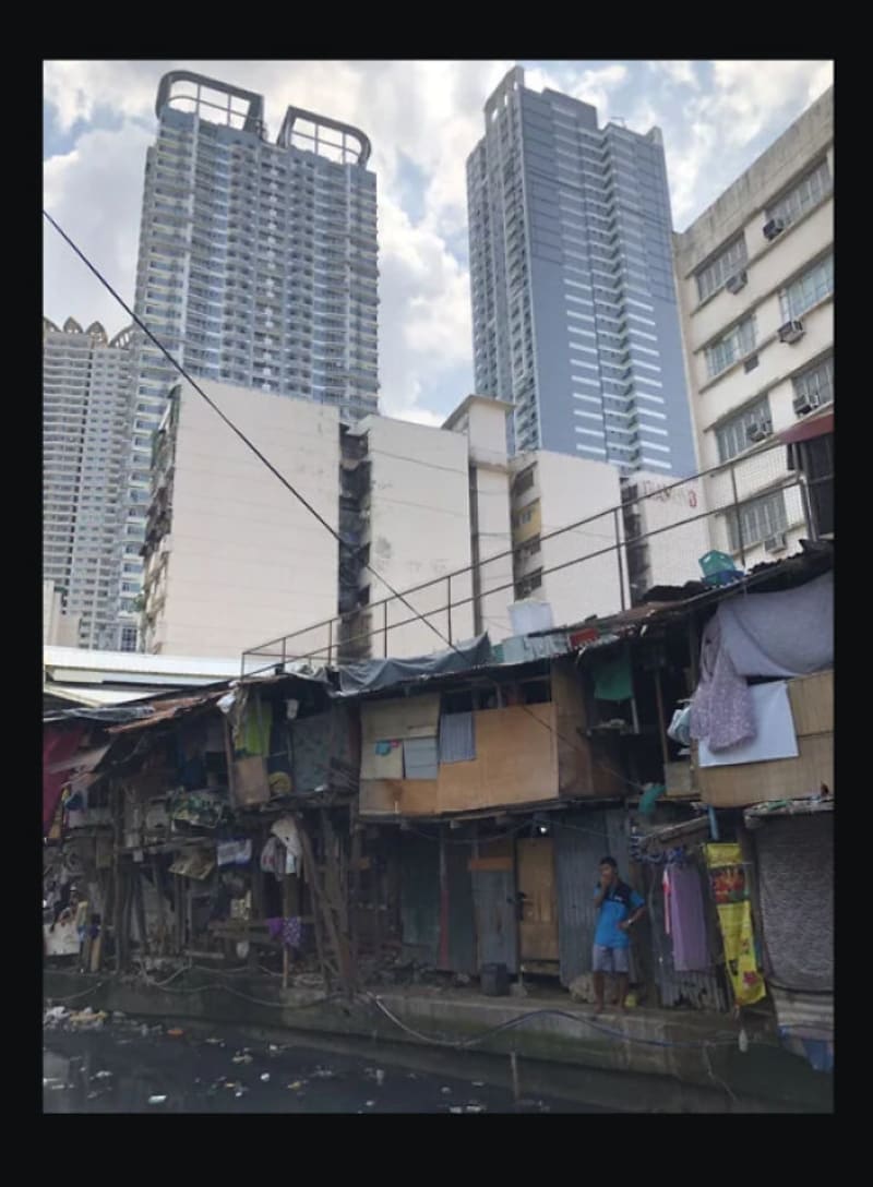 Bydlení třech různých sociálních tříd na Filipínách