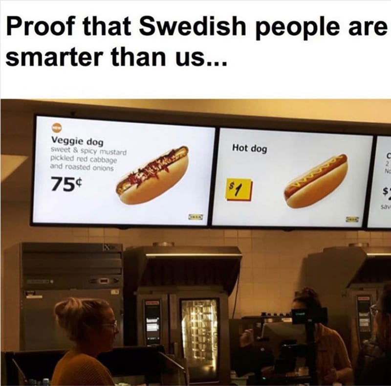 Důkaz, že ve Švédsku vědí: veggie dog levnější a vymazlenější než hot dog