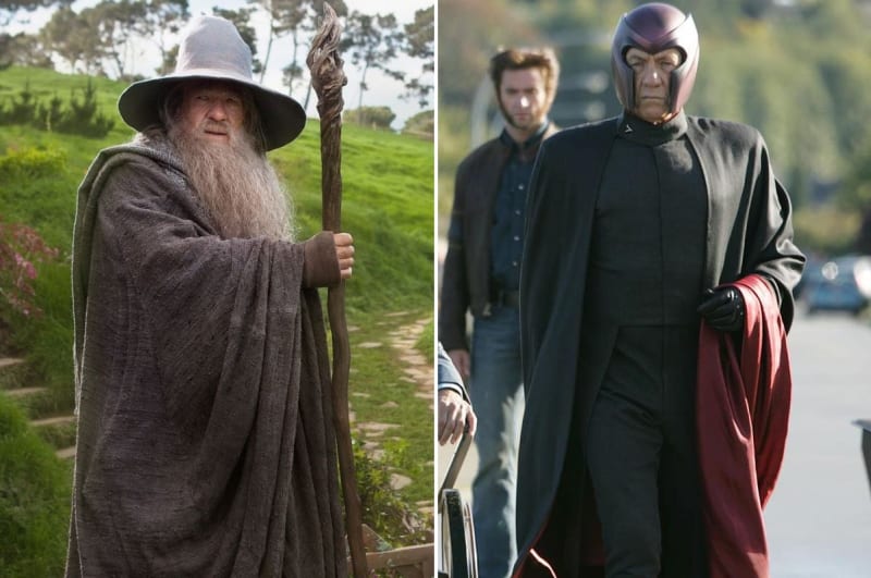 Ian McKellen jako Gandalf v Pánovi prstenů a Magneto v X-Menech