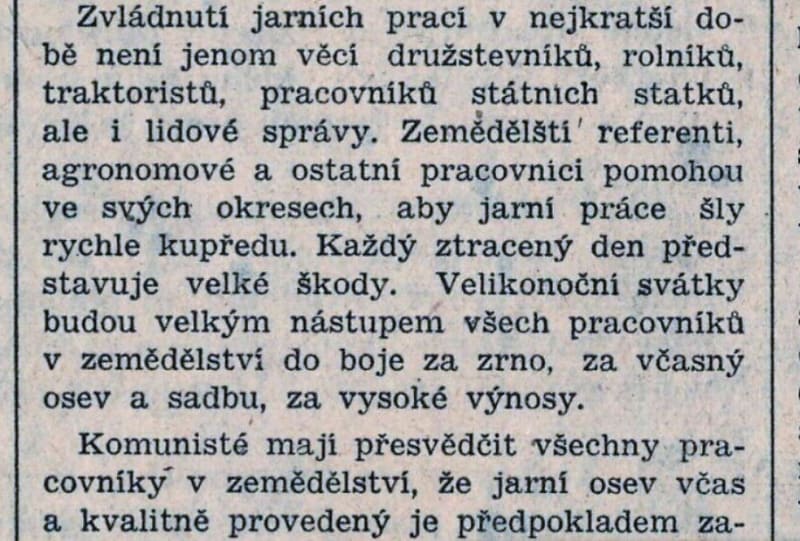 Velikonoce za Gottwalda. Rudé právo na Boží hod velikonoční, 13. dubna 1952. 