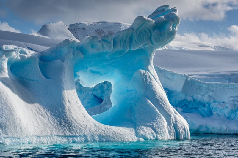 Erodovaný ledovec ve Wilhemina Bay