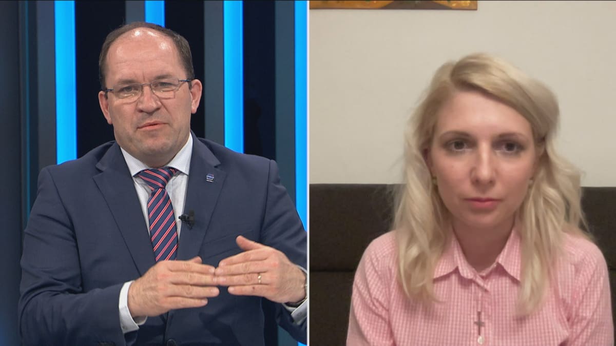 Marek Výborný (KDU-ČSL) a Lucie Šafránková v pořadu 360° na CNN Prima NEWS 