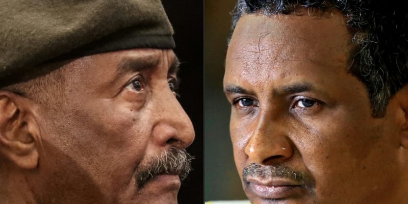 Abdal Fattáh Burhán, faktický vládce Súdánu, a Mohamed Hamdan Dagalo, který velí milicím.