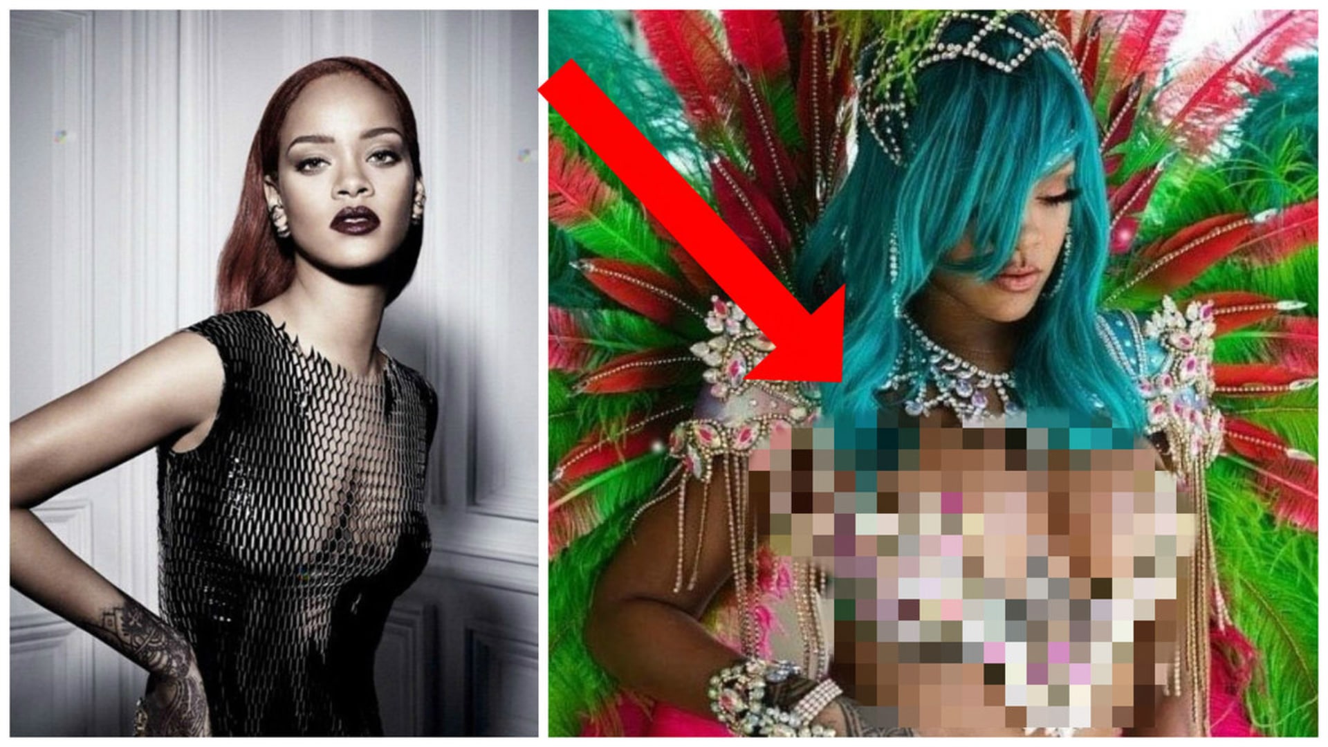 Rihanna v sexy kostýmu na karnevalu.