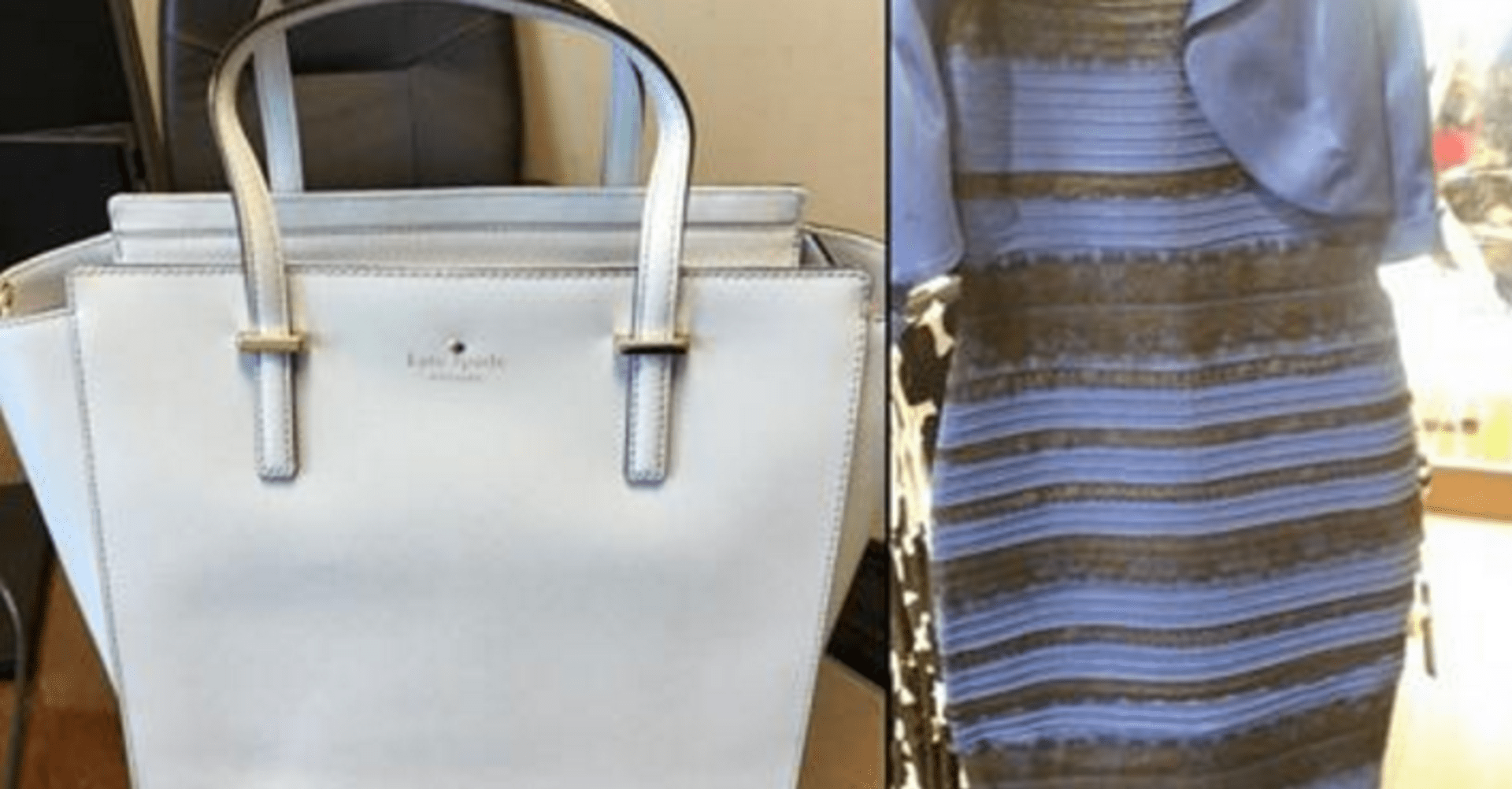 Je kabelka bílá, nebo modrá?