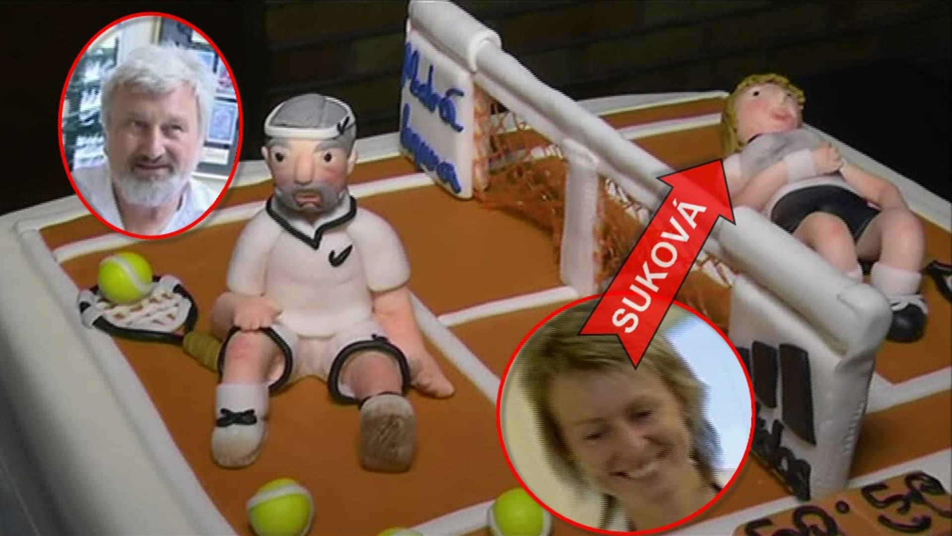 Video VIP zprávy: Psychiatr Cimický věnoval Heleně Sukové k narozeninám tento dort propojující její původní a nynější profesi. A taky je dva