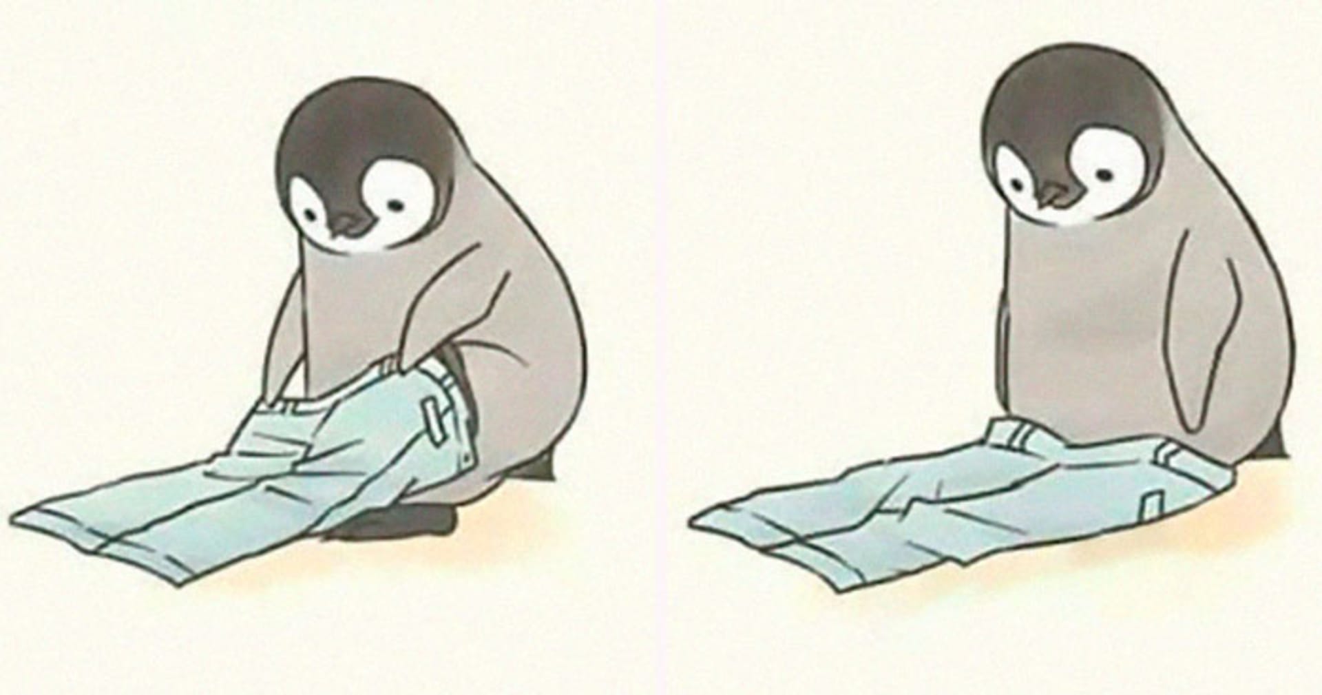 Ilustrace s roztomilým tučňákem.
