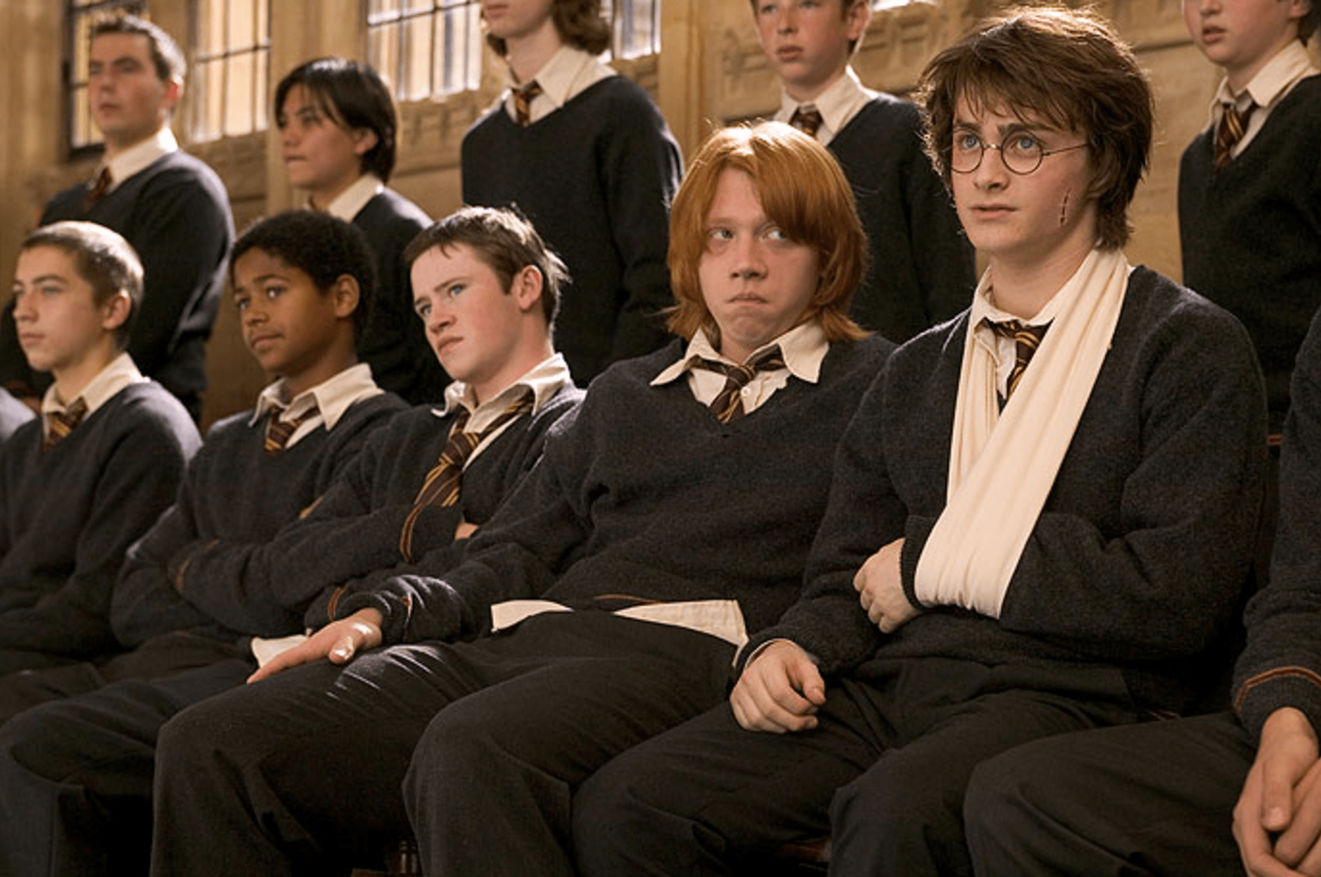Devon Murray vedle hlavních hvězd filmů o Harry Potterovi