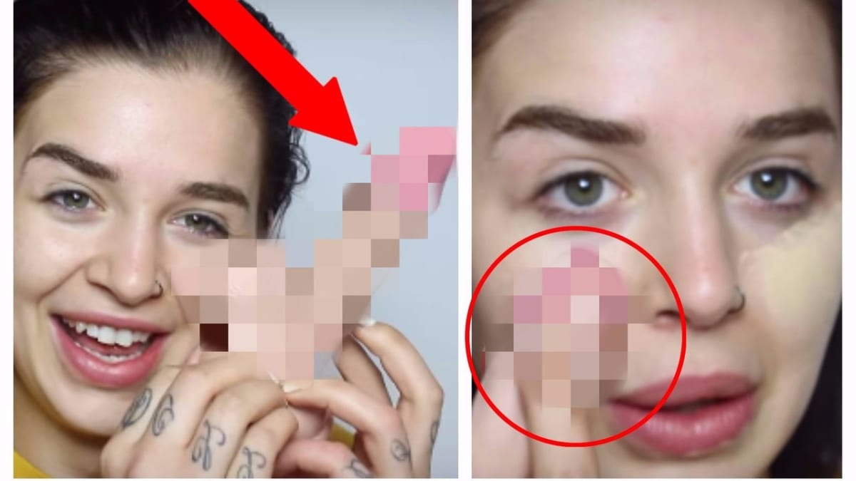 Youtuberka si nanáší make-up dildem