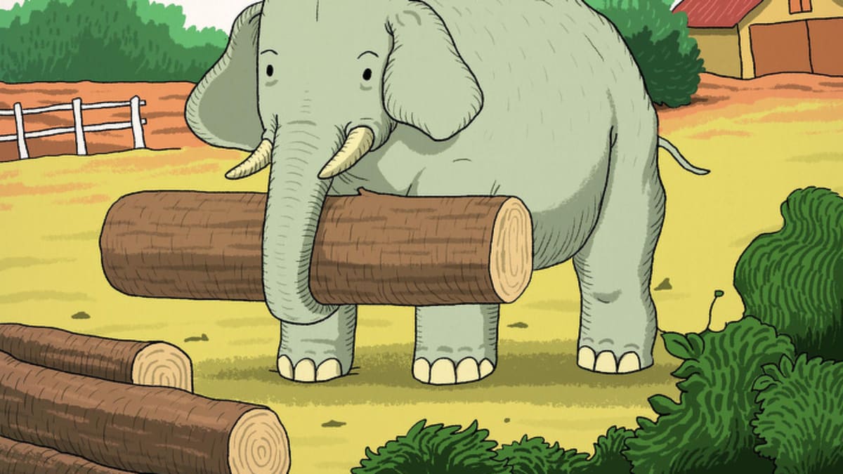 Najdete na obrázku se slonem ještě jedno zvíře?