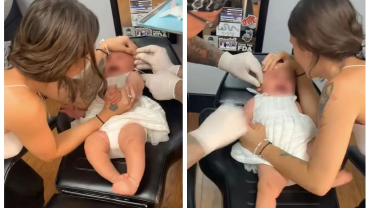 Matka sdílela video, jak dceři propichují uši