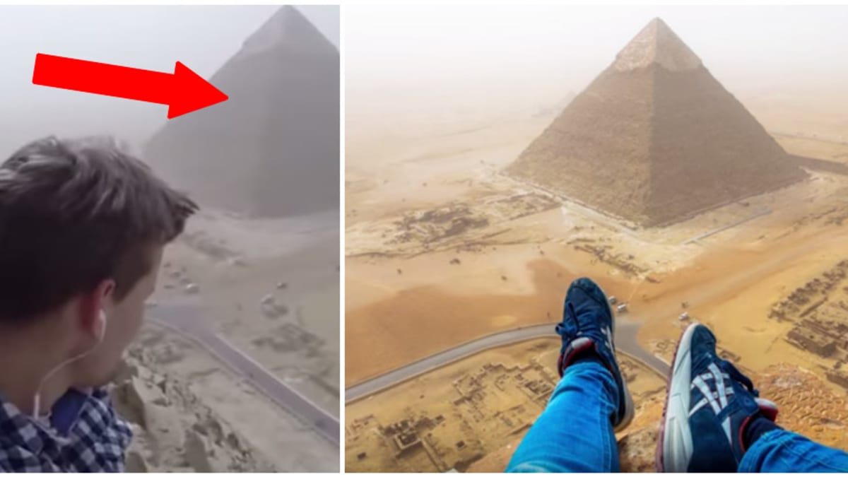 18letý mladík porušil všechny zákazy a vylezl na vrcholek pyramidy
