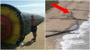 VIDEO: Lidé na pláži objevili obří záhadné potrubí! Odkud se tam vzalo?