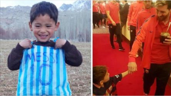 GALERIE: Chudý chlapec, který si udělal dres Messiho z igelitového pytlíku, se setkal se svým fotbalovým hrdinou! Podívejte se na dojemný moment