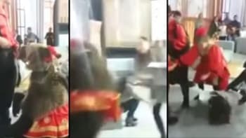 BRUTÁLNÍ VIDEO: Ženu napadl v televizním studiu cirkusový medvěd! Tlapou ji strhl k zemi a ostrými drápy...