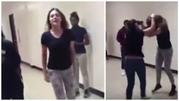 VIDEO: Dvě školačky se během přestávky začaly rvát. Zakročit musel až člen ochranky!