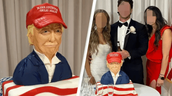 FOTO: Pár si nechal vyrobit svatební dort s Donaldem Trumpem. Co je k tomu vedlo?