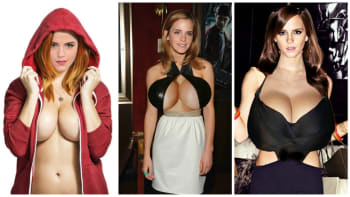 GALERIE: Jak by vypadala Emma Watson s obřími prsy? Podívejte se na 25 odvážných fotek, které si grafik hodně užil!