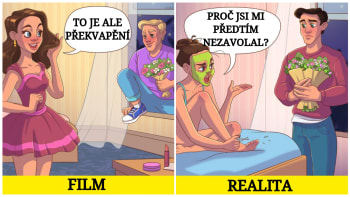 GALERIE: 12 ilustrací, které ukazují rozdíl mezi filmem a realitou ve vztahu. Co je lepší?