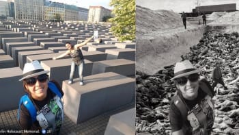 GALERIE: Umělec zparodoval nevkusné fotky z památníku holocaustu a vznikly tyhle brutální koláže