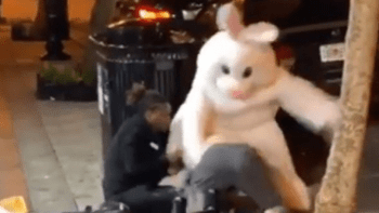 VIDEO: Člověk převlečený za velikonočního zajíčka napadl muže na ulici. Tahle bizarní bitka zbořila internet