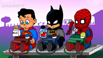 GALERIE: 14 ilustrací, které odhalují, jak vypadalo dětství superhrdinů. Vážně by si spolu Superman s Batmanem nemohli hrát?