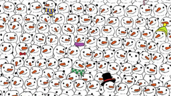 Optická hádanka - Panda a sněhuláci