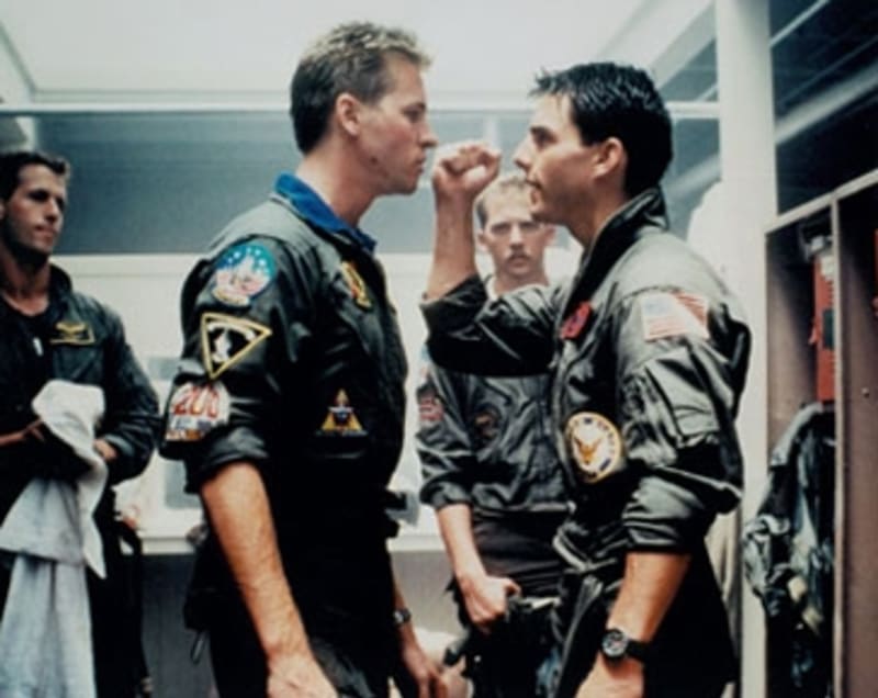 Val Kilmer a Tom Cruise ve filmu Top Gun