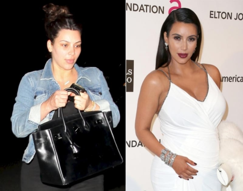 Modelka Kim Kardashian nenalíčená a nalíčená